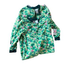 Toddler Fleece Pajamas Lot 2T&3T | Carter's Green Dino Camo Footed Sleepers NWT‎